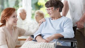 Nursing home residents use wheelchair
